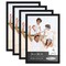 Pack of 4 Matte Black Picture Frames | Solid Wood | UV-Resistant Acrylic | Easy Gallery Wall Setup